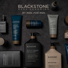 Blackstone bottle next to a ruler highlighting 6 fl oz size for travel convenience benefit