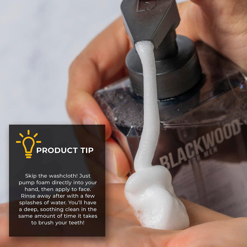 Blackwood For Men bottle in hand showing 4.45 oz size and portability