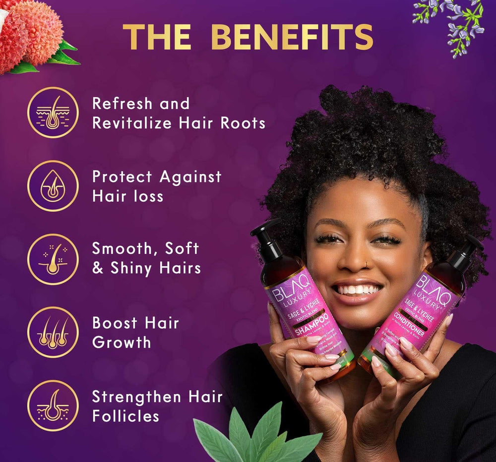 blaq luxury close-up label listing biotin and nettle for strength and scalp balance