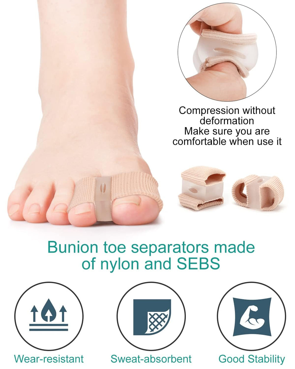 BLATOWN in-use walking photo showing toe separators staying in place during movement
