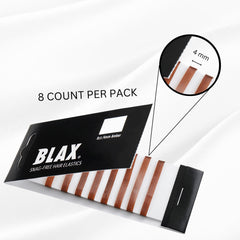 Blax matchbook-style dispenser open displaying organized elastics for easy access