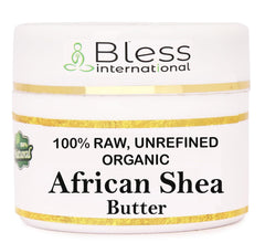 Bless International front jar showing label and pure shea butter benefits