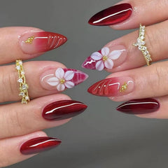 BLGTGH front packaging showing red ombre press-on nails and benefits