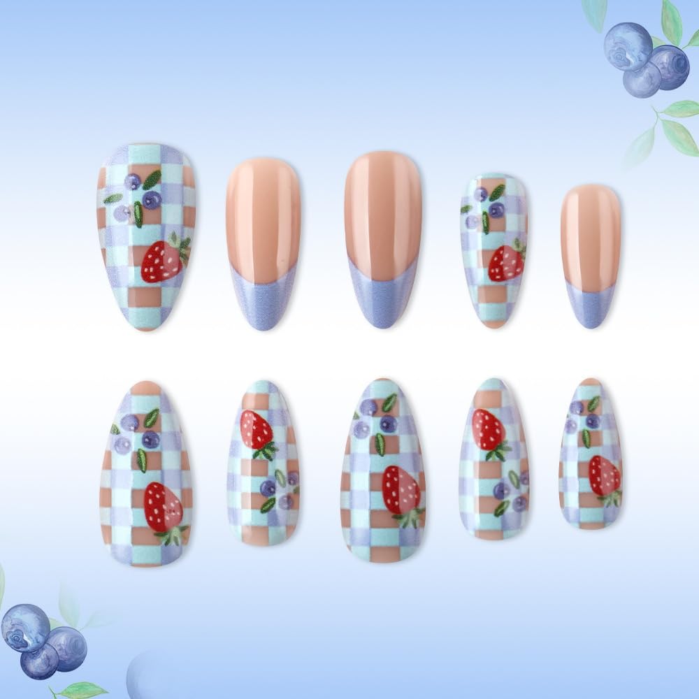 BLGTGH glossy blue French tip texture demonstrating high-shine finish and salon look
