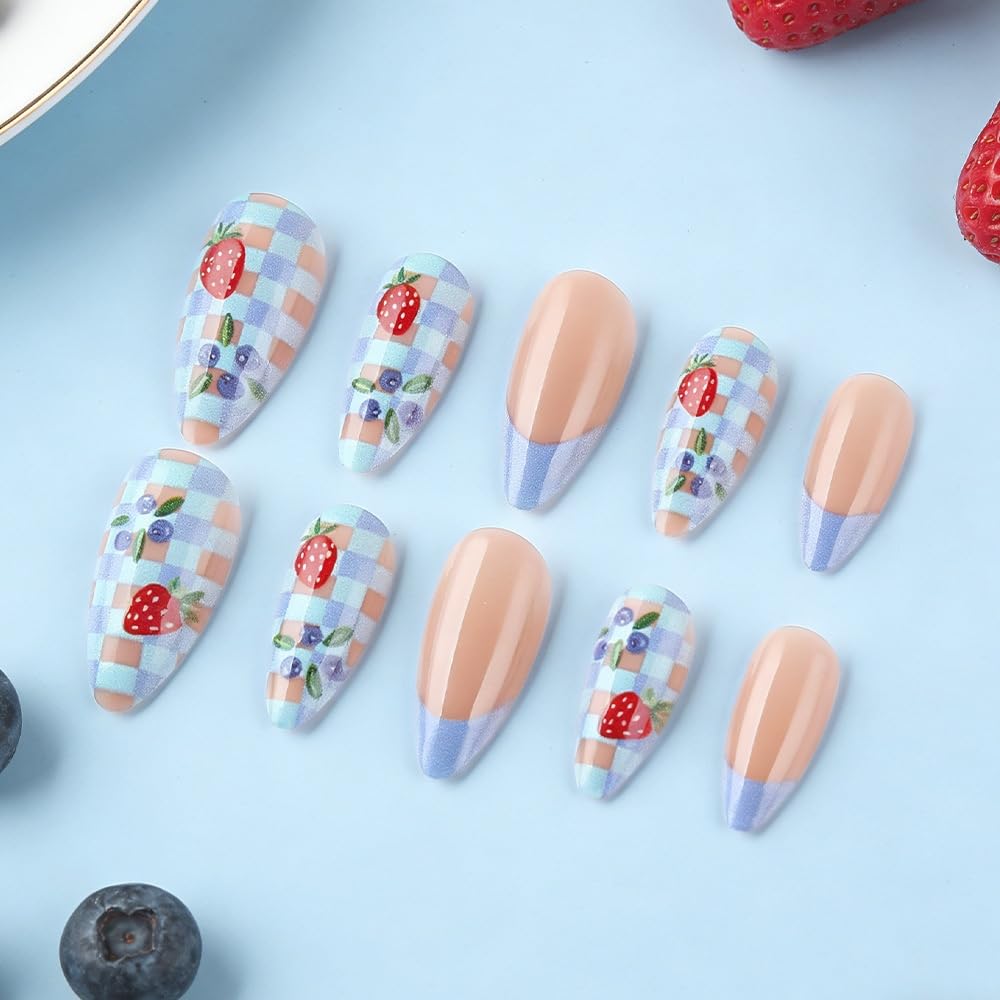 BLGTGH press-on nails applied on hand showing quick application and wearable style
