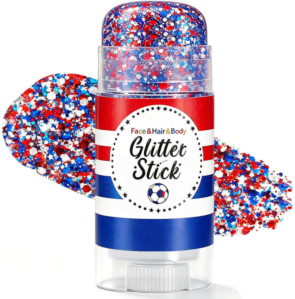 BliBling glitter stick front packaging showing patriotic colors and benefits