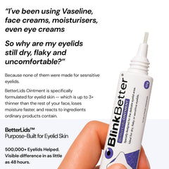 BlinkBetter BetterLids applied to clean external eyelid demonstrating gentle use