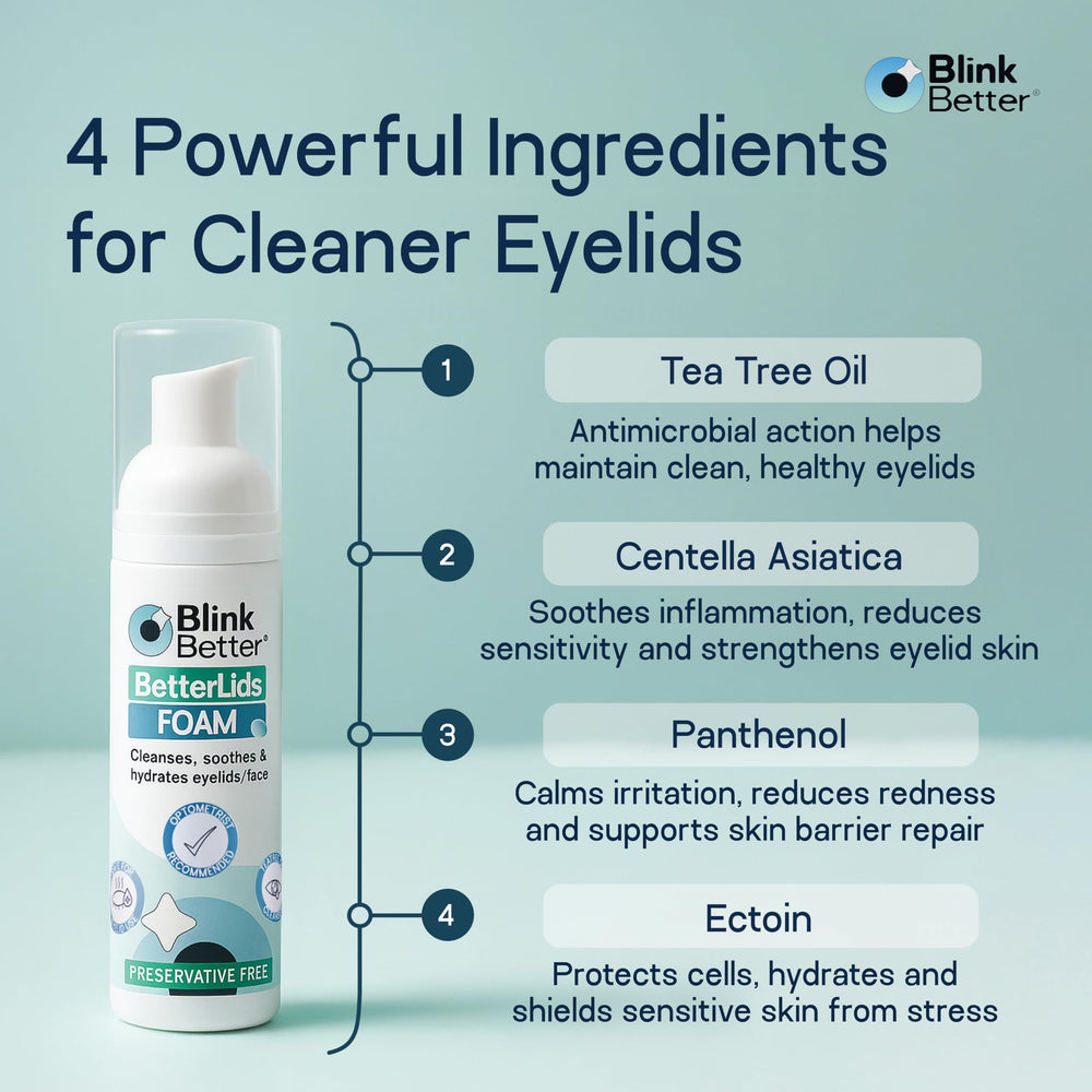 BlinkBetter gentle foam texture closeup demonstrating mild cleansing