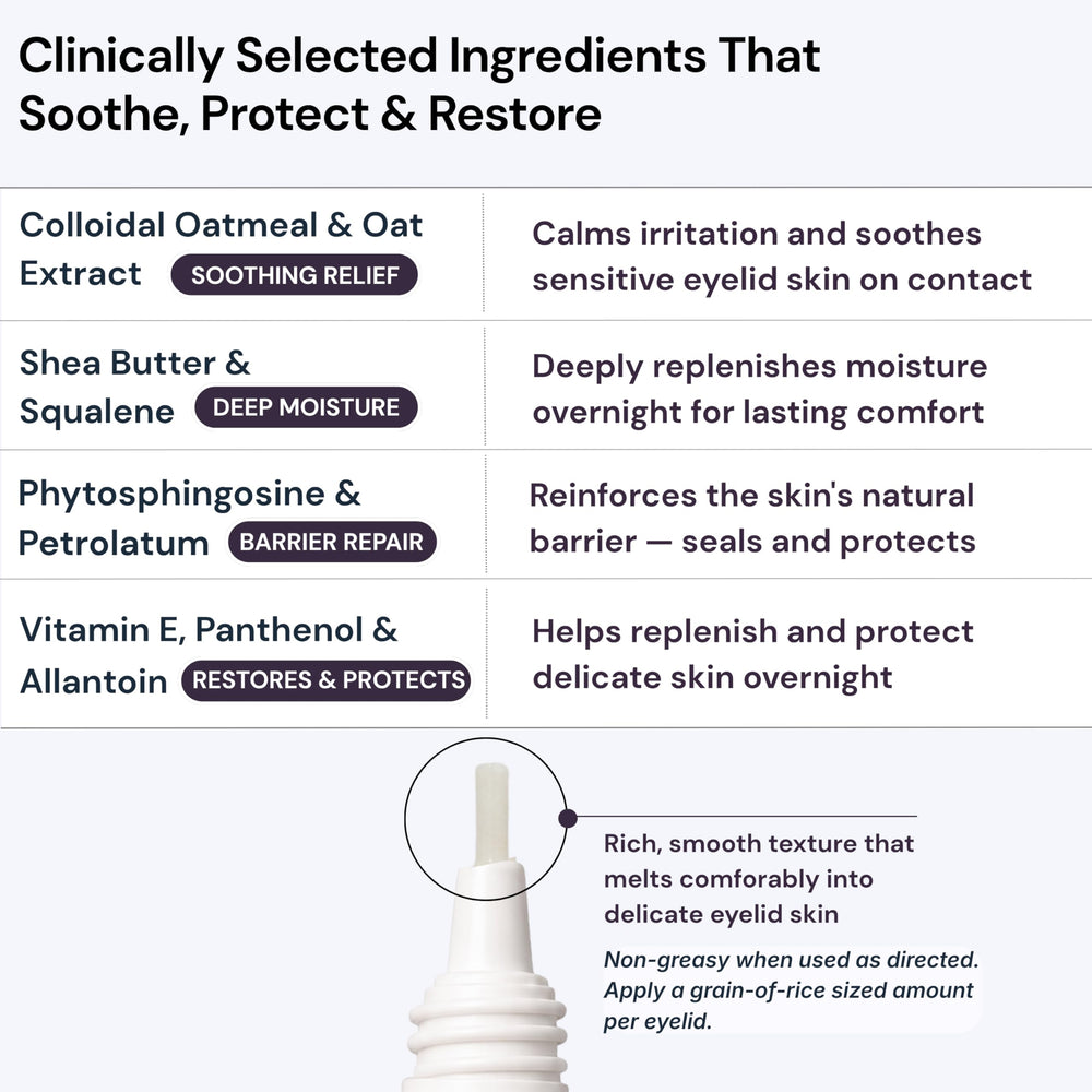 BlinkBetter ingredient label with oat complex and panthenol visible benefits