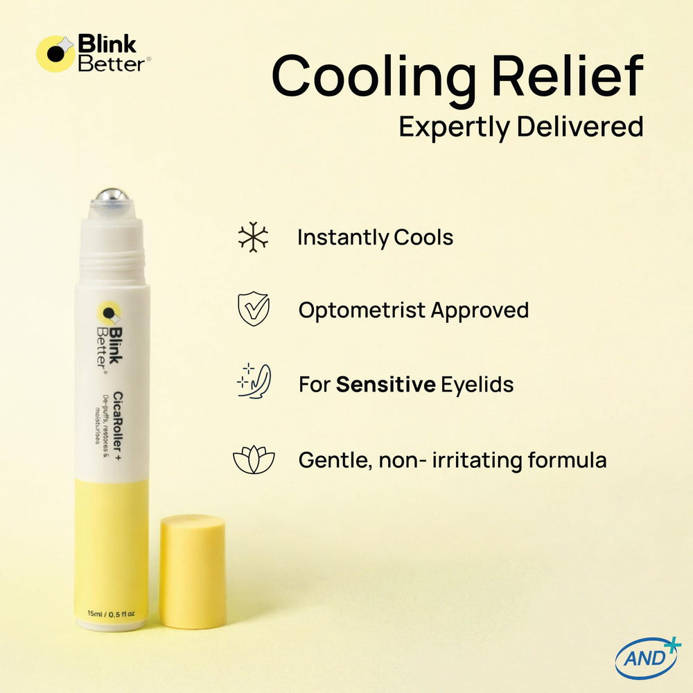 BlinkBetter product held in hand to show compact, travel-friendly 15 ml scale