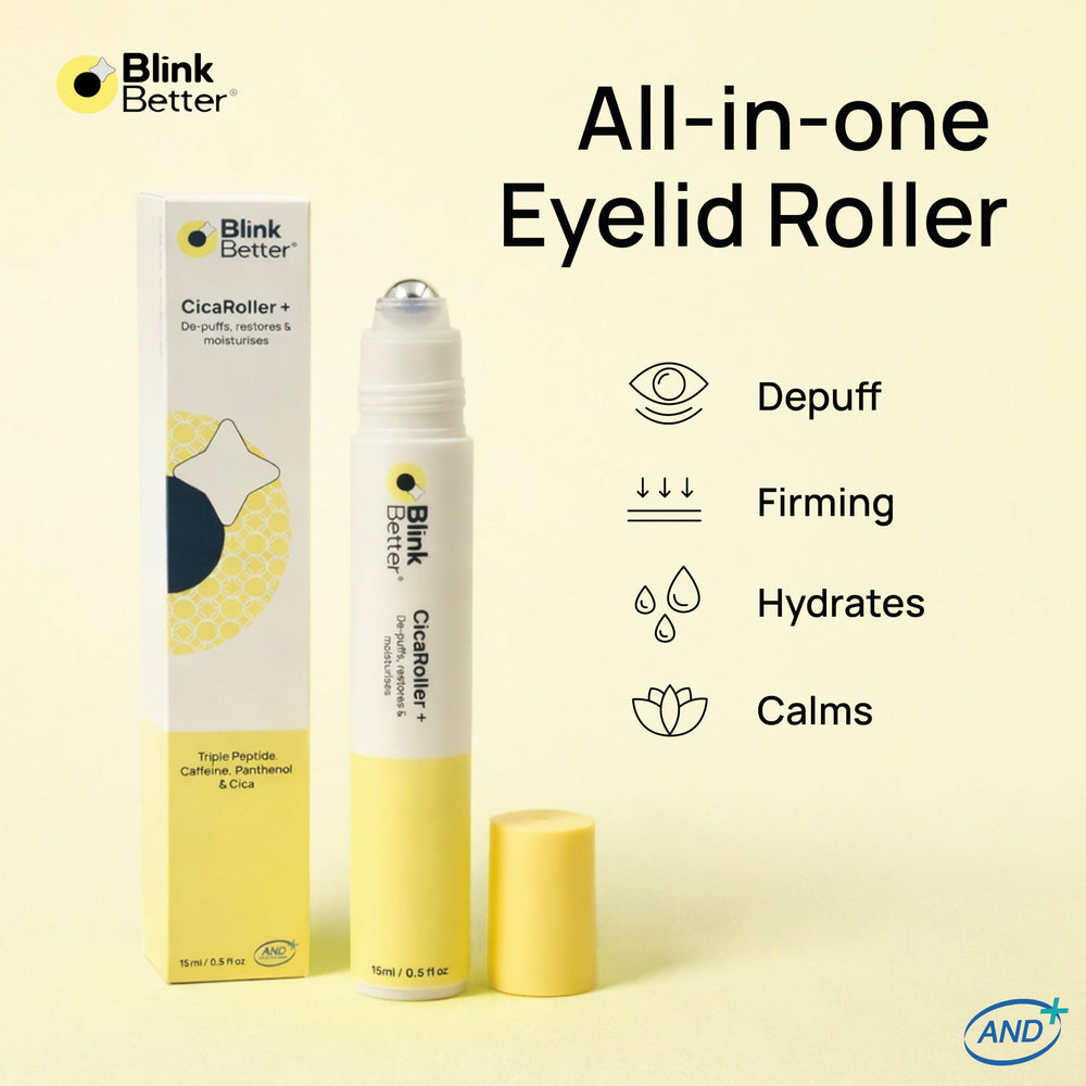 BlinkBetter close-up metal rollerball delivering cooling application and precise control