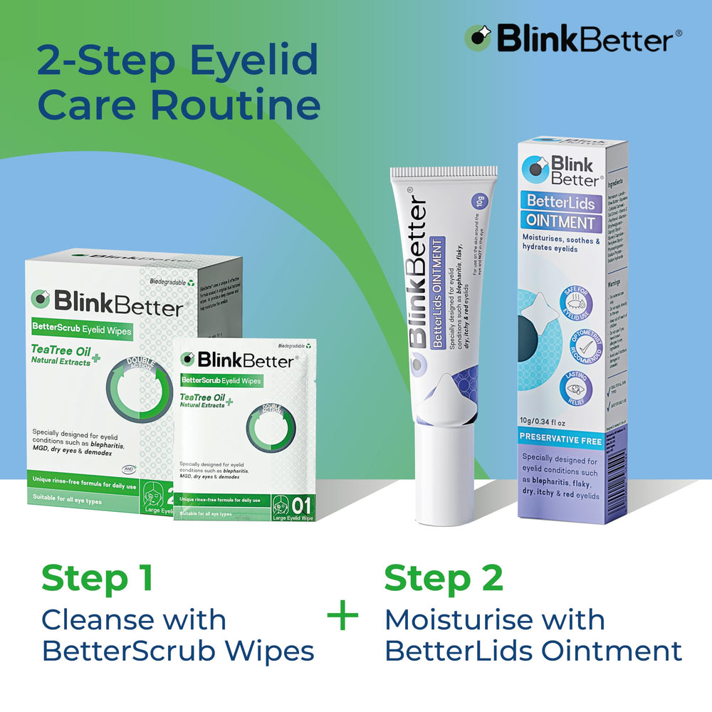 Bathroom countertop with BlinkBetter pack illustrating daily routine convenience