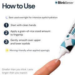 BlinkBetter before and after eyelid skin comparison, demonstrates reduced flaking