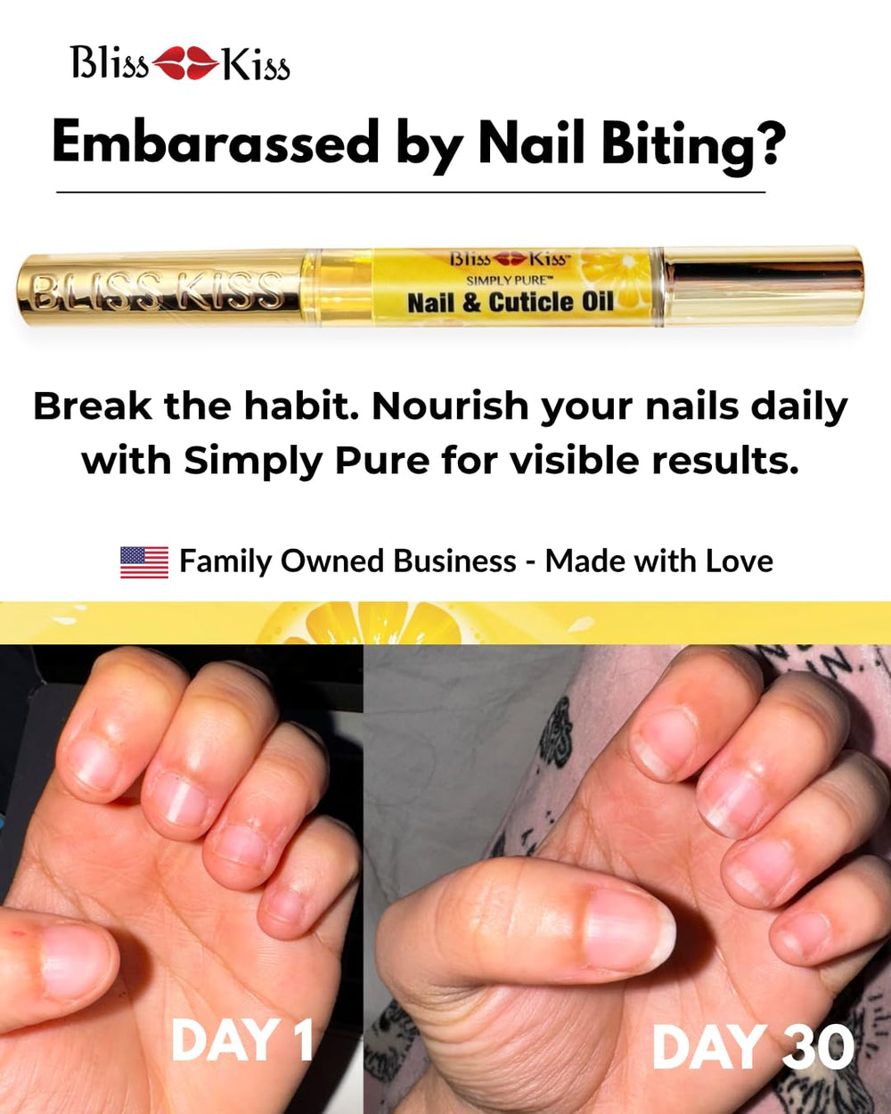 Bliss Kiss applying oil to cuticle for softer healthier-looking nails