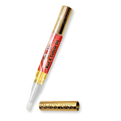 Bliss Kiss front packaging of candy cane nail oil pen showing travel-ready benefits