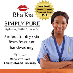 Bliss Kiss next to manicured nails showing smoother, healthier appearance