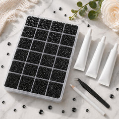 BlissVeritura tweezers, wax picker and adhesive displayed for precise stone application
