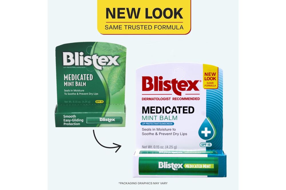 Blistex lip application demonstration showing quick soothing mint comfort