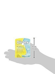 blistex lip care in use on lips outdoors showing quick absorption and non-greasy comfort