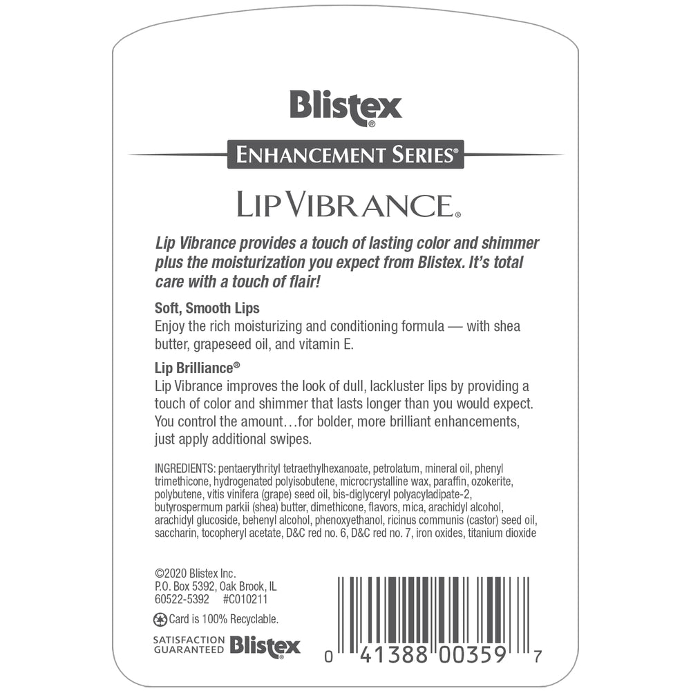 blistex Lip Vibrance applied on lips demonstrating subtle shine and smoothness