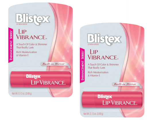 blistex Lip Vibrance front packaging showing two tubes for convenient backup