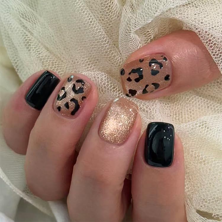 Bloazife front packaging showing leopard print and gold accents for eye-catching nails