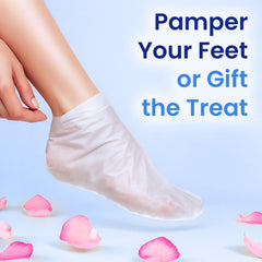 BLOOMORA foot masks worn on feet demonstrating comfortable fit