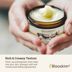 Blooskim application on hand illustrating quick absorption and hydrated skin