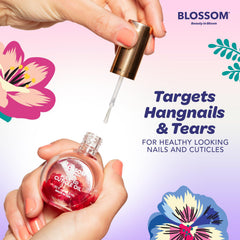 Blossom bottle held in hand illustrating compact travel-friendly size