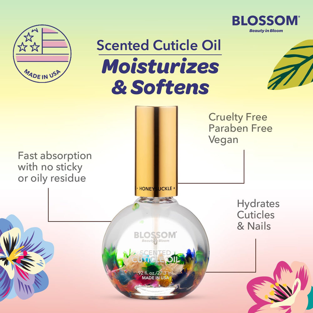 Blossom honeysuckle bottle held in hand conveying travel-friendly size benefit