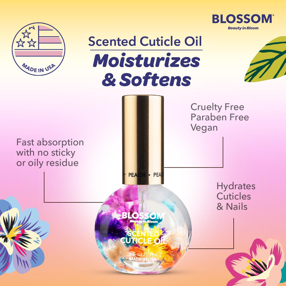 Blossom product label and ingredients list visible, assures clean-paraben-free formulation