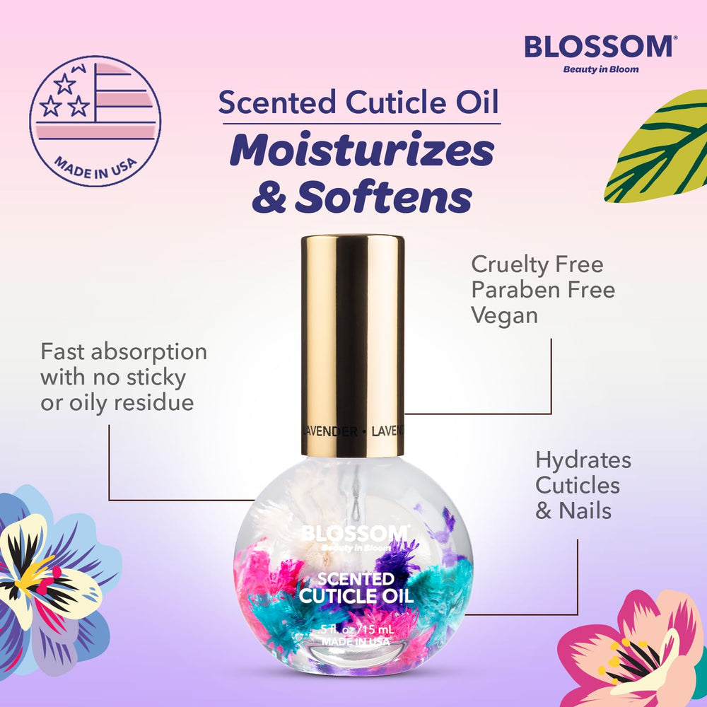 Blossom label close-up highlighting ingredients and clean formulation