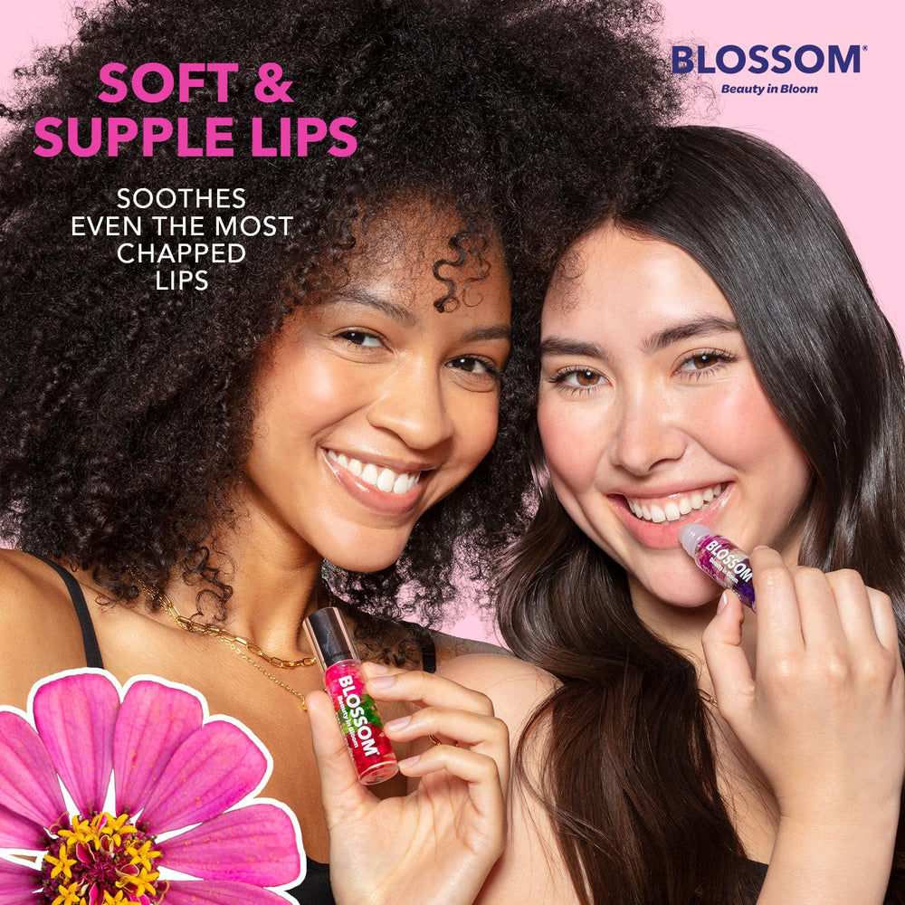 Blossom mango-scented roll-on shown to emphasize fruity scent and gloss