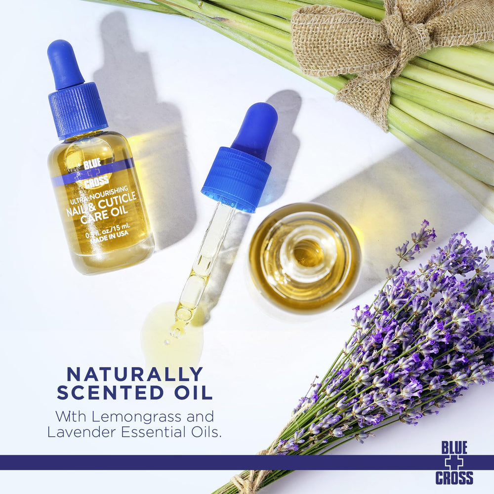 Blue Cross oil texture on skin highlighting fast-absorbing hydration