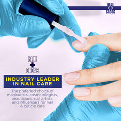Blue Cross bottle next to a ruler to show compact 15 mL travel-friendly size