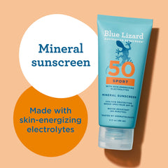 Athlete applying Blue Lizard Sport SPF 50 at the beach for long-lasting sun protection