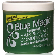 Blue Magic front label jar showing product size and bergamot scent benefit