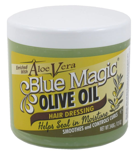 Blue Magic jar front view showing label and 12 ounce size for easy identification and storage