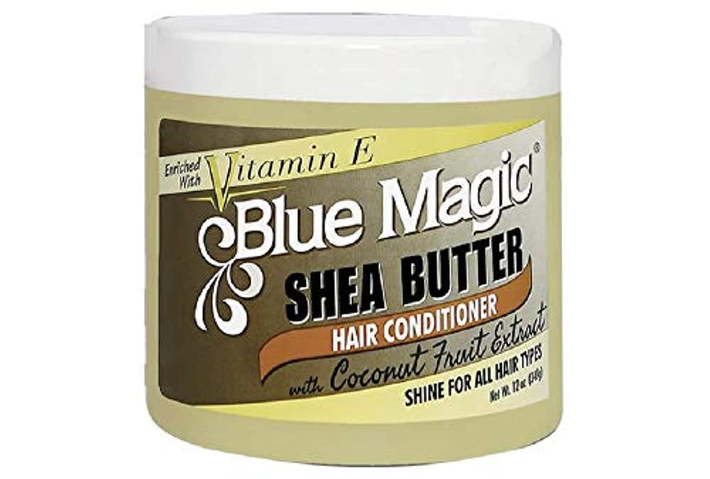 Blue Magic front jar showing label and 12-ounce size for easy identification and use