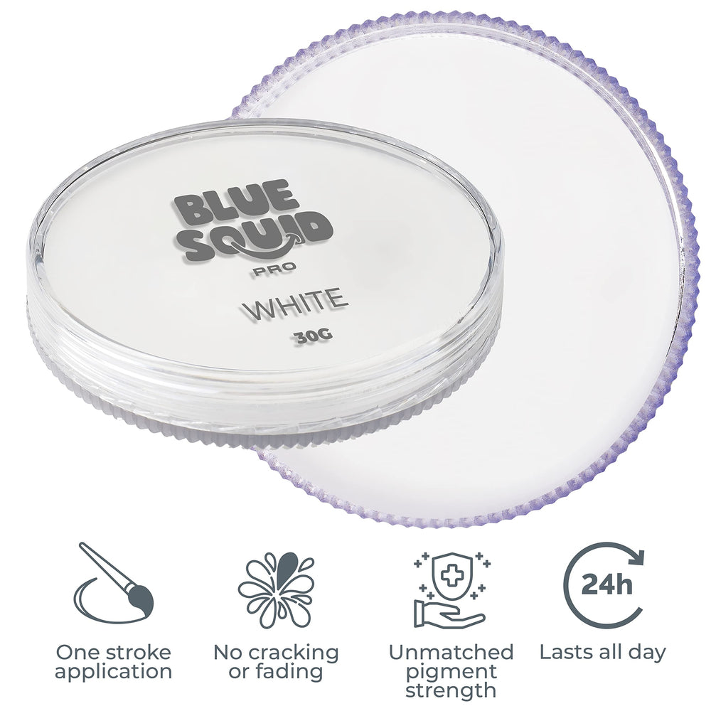 Blue Squid brush applying paint on skin demonstrating easy water activation and precise coverage