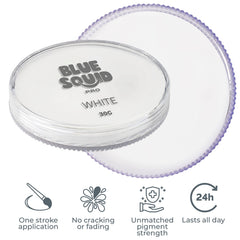 Blue Squid brush applying paint on skin demonstrating easy water activation and precise coverage