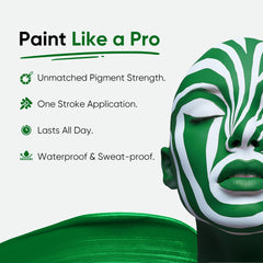 Blue Squid applying green stick to cheek showing easy mess-free application