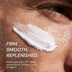 Close-up of cream texture emphasizing smooth, fast-absorbing formula with nourishing feel