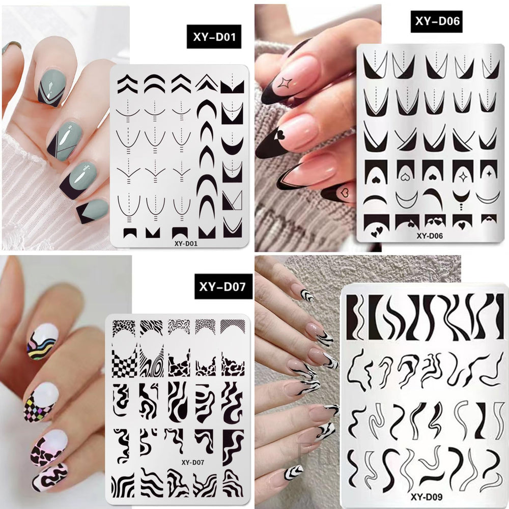 BlueZOO close-up of etched plate patterns showing crisp lines for precise nail art