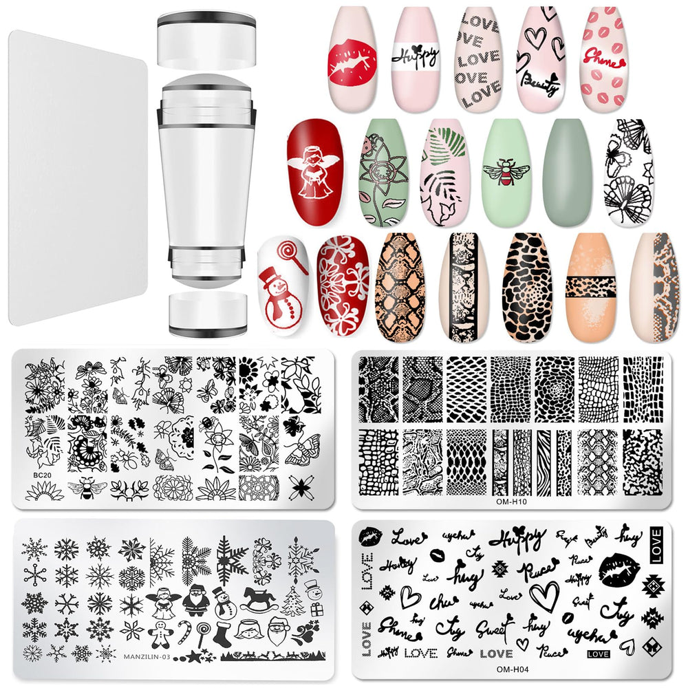 BlueZOO kit front packaging showing included plates and stamper for easy selection
