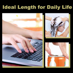 BlueZOO styled short tapered square manicure in lifestyle setting showing wearable look