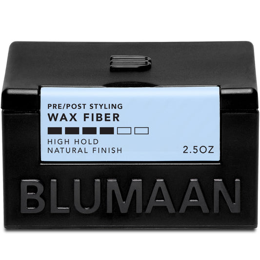 BluMaan jar front view showing Meraki Wax Fiber and clear product benefit