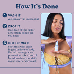 Hand applying Blume Meltdown pump for targeted spot treatment benefit