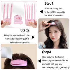BluOcnMkt six-teeth clip placed in curly hair showing enhanced crown volume