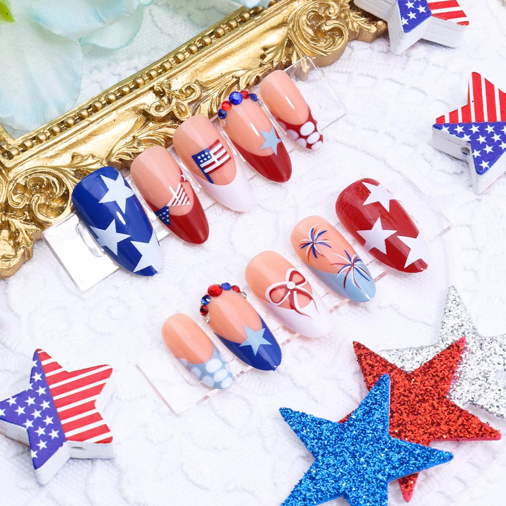 BMKKOT press-on nails worn by a hand model demonstrating immediate festive style